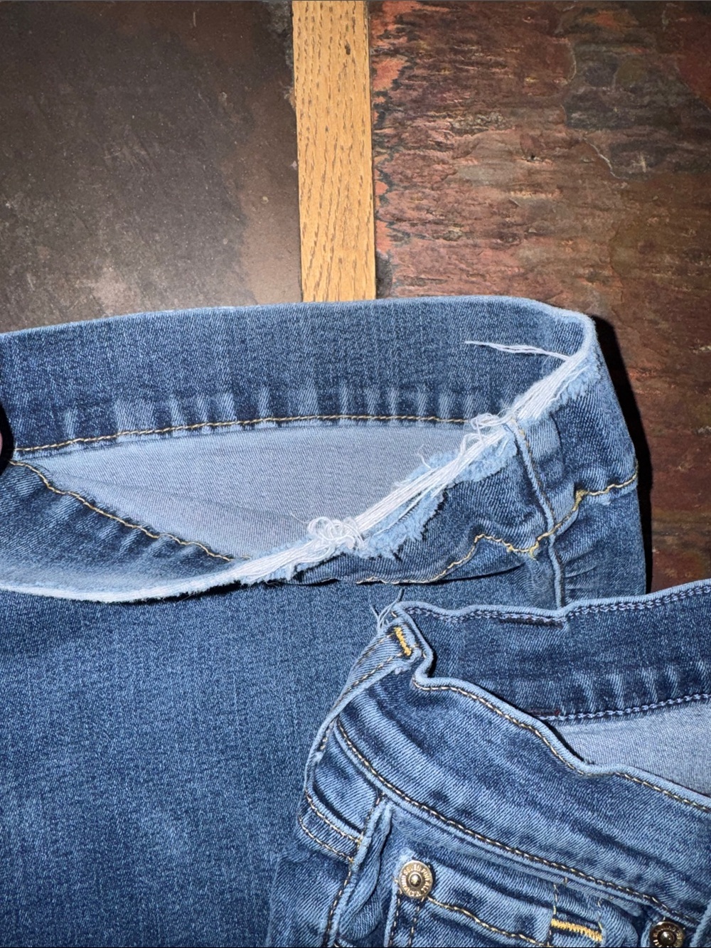7 For All Mankind Blue Bootcut Jeans with Contrast Stitching - Picture 3 of 3